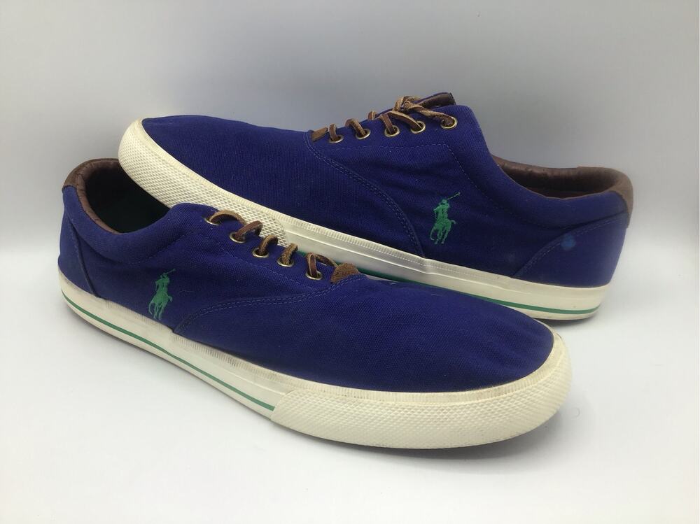 Polo Ralph Lauren Vaughn Mens 15 D Blue Canvas Leather Low Top Sneakers